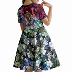 Personalized Sydney Swans Football Kid Short Sleeve Dress Tropical Hibiscus Flowers - Pacific Fusion Style