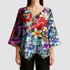 Personalized Sydney Swans Football Kimono Sleeve Blouse Tropical Hibiscus Flowers - Pacific Fusion Style