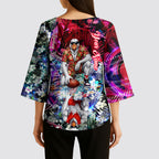 Personalized Sydney Swans Football Kimono Sleeve Blouse Tropical Hibiscus Flowers - Pacific Fusion Style