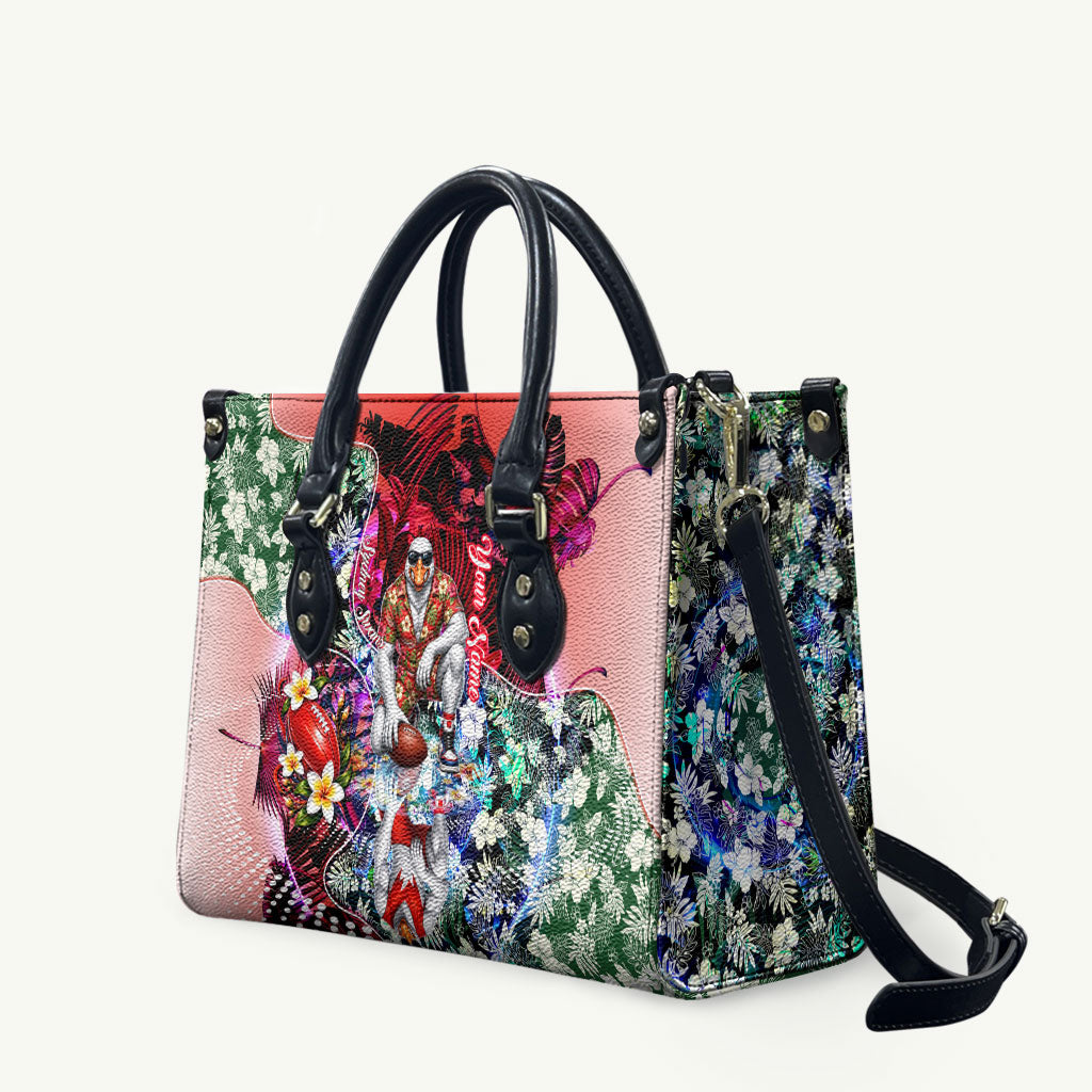 Personalized Sydney Swans Football Leather Bag Tropical Hibiscus Flowers - Pacific Fusion Style