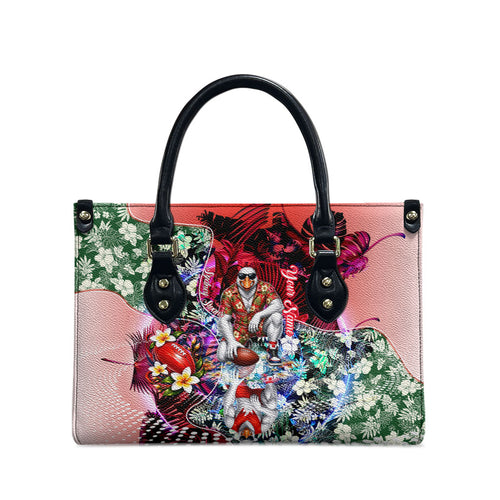 Personalized Sydney Swans Football Leather Bag Tropical Hibiscus Flowers - Pacific Fusion Style