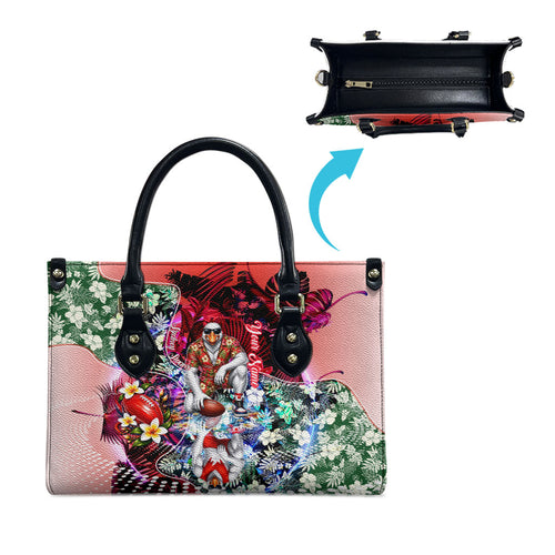 Personalized Sydney Swans Football Leather Bag Tropical Hibiscus Flowers - Pacific Fusion Style