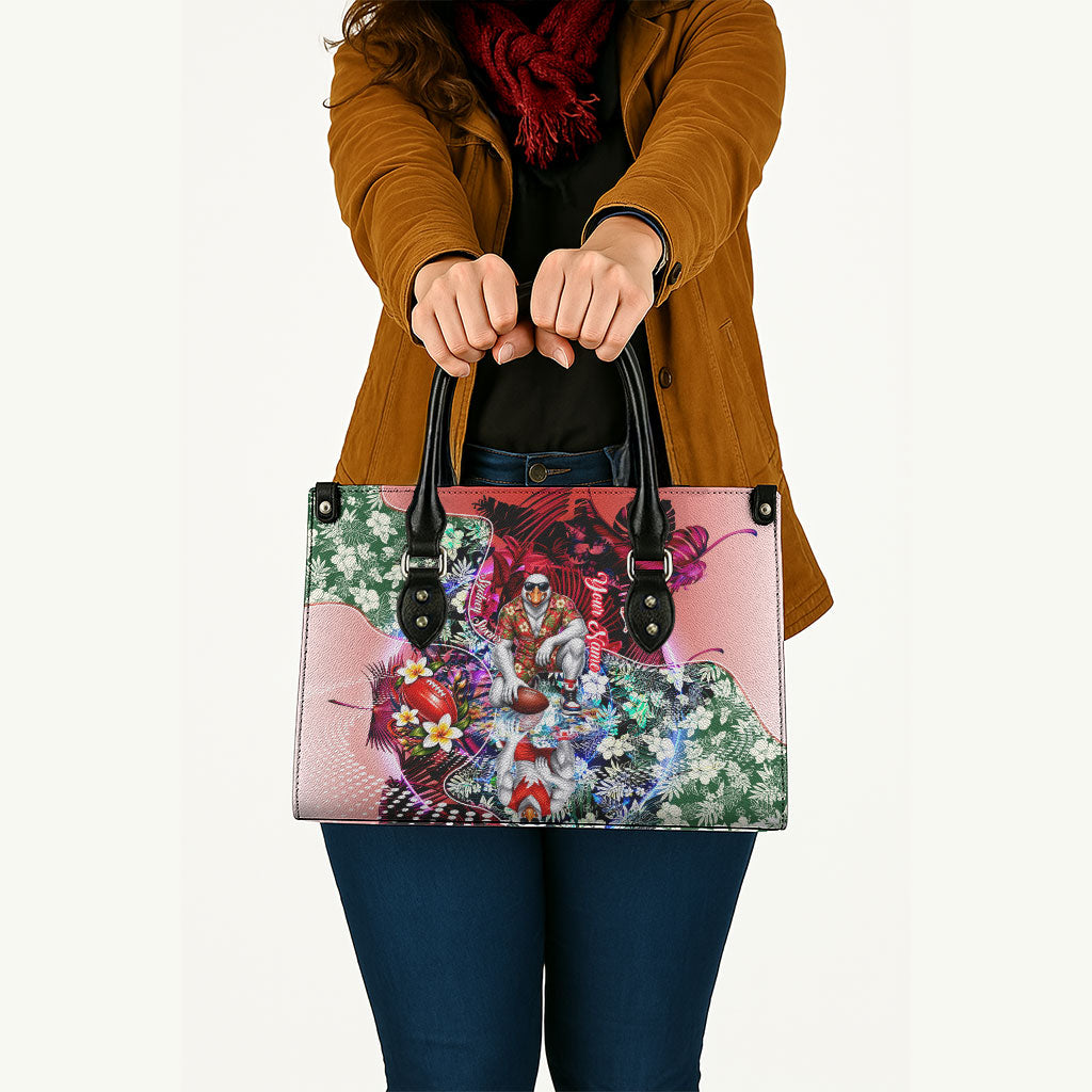 Personalized Sydney Swans Football Leather Bag Tropical Hibiscus Flowers - Pacific Fusion Style