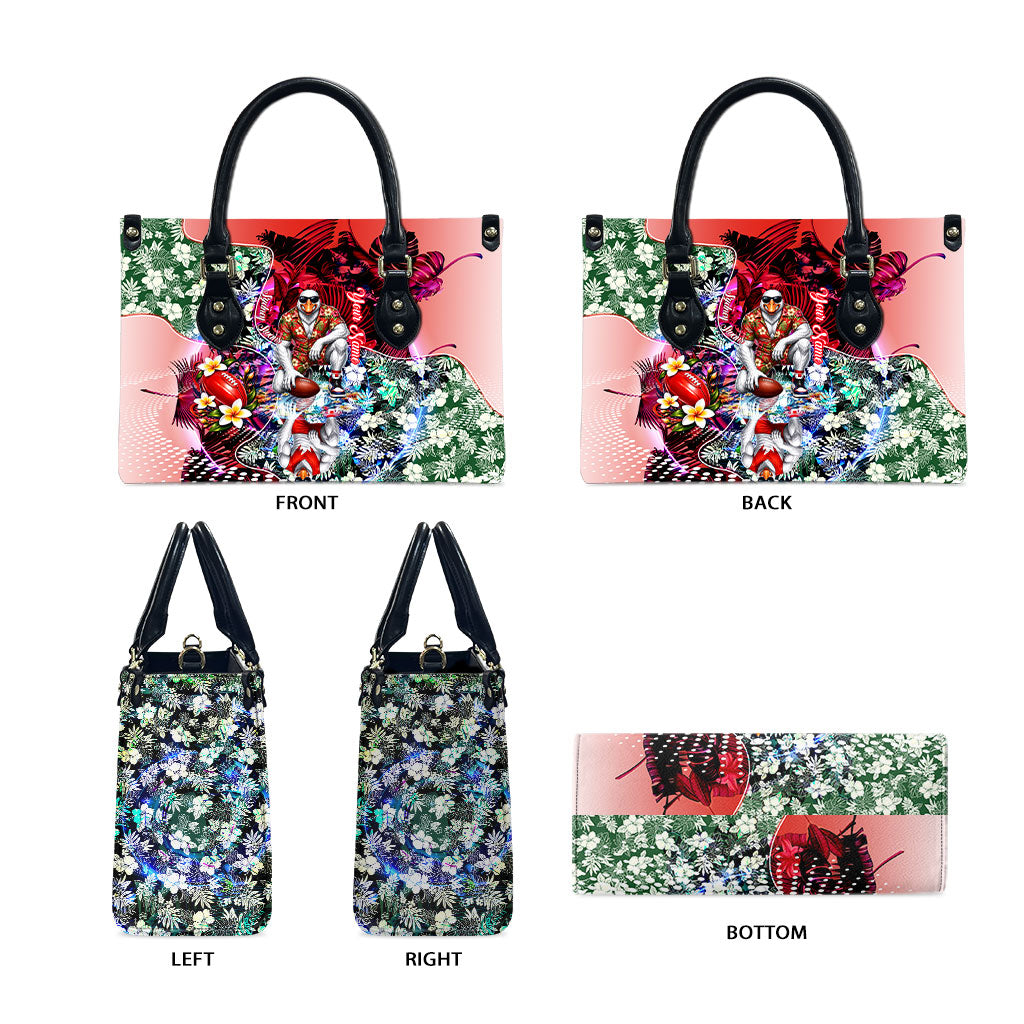 Personalized Sydney Swans Football Leather Bag Tropical Hibiscus Flowers - Pacific Fusion Style