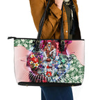 Personalized Sydney Swans Football Leather Tote Bag Tropical Hibiscus Flowers - Pacific Fusion Style