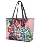 Personalized Sydney Swans Football Leather Tote Bag Tropical Hibiscus Flowers - Pacific Fusion Style