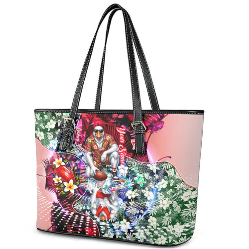 Personalized Sydney Swans Football Leather Tote Bag Tropical Hibiscus Flowers - Pacific Fusion Style
