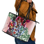 Personalized Sydney Swans Football Leather Tote Bag Tropical Hibiscus Flowers - Pacific Fusion Style