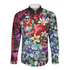 Personalized Sydney Swans Football Long Sleeve Button Shirt Tropical Hibiscus Flowers - Pacific Fusion Style