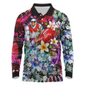 Personalized Sydney Swans Football Long Sleeve Polo Shirt Tropical Hibiscus Flowers - Pacific Fusion Style
