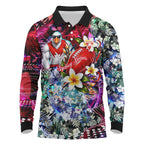 Personalized Sydney Swans Football Long Sleeve Polo Shirt Tropical Hibiscus Flowers - Pacific Fusion Style