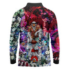 Personalized Sydney Swans Football Long Sleeve Polo Shirt Tropical Hibiscus Flowers - Pacific Fusion Style