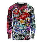 Personalized Sydney Swans Football Long Sleeve Shirt Tropical Hibiscus Flowers - Pacific Fusion Style