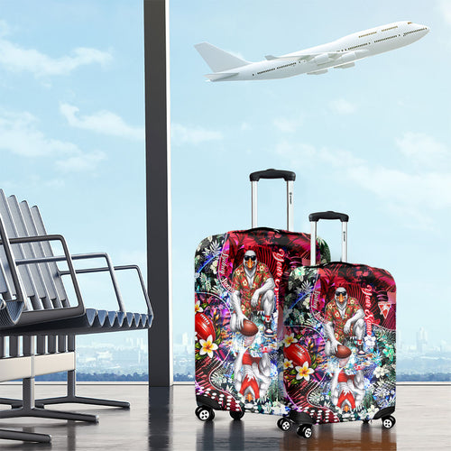Personalized Sydney Swans Football Luggage Cover Tropical Hibiscus Flowers - Pacific Fusion Style