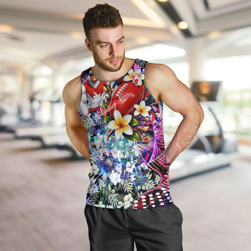Personalized Sydney Swans Football Men Tank Top Tropical Hibiscus Flowers - Pacific Fusion Style