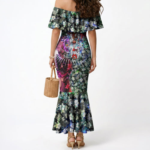 Personalized Sydney Swans Football Mermaid Dress Tropical Hibiscus Flowers - Pacific Fusion Style
