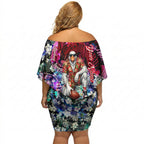 Personalized Sydney Swans Football Off Shoulder Short Dress Tropical Hibiscus Flowers - Pacific Fusion Style