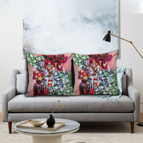 Personalized Sydney Swans Football Pillow Cover Tropical Hibiscus Flowers - Pacific Fusion Style