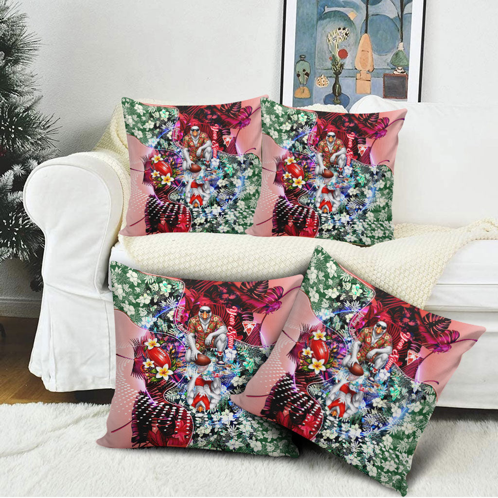 Personalized Sydney Swans Football Pillow Cover Tropical Hibiscus Flowers - Pacific Fusion Style