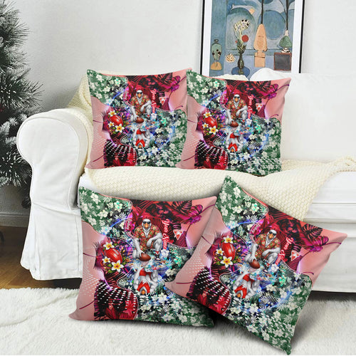 Personalized Sydney Swans Football Pillow Cover Tropical Hibiscus Flowers - Pacific Fusion Style