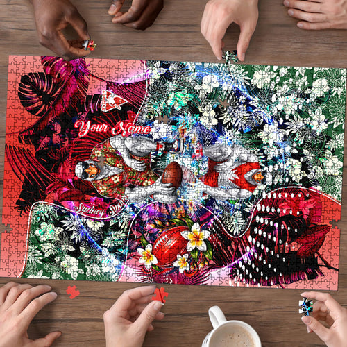 Personalized Sydney Swans Football Puzzle Tropical Hibiscus Flowers - Pacific Fusion Style