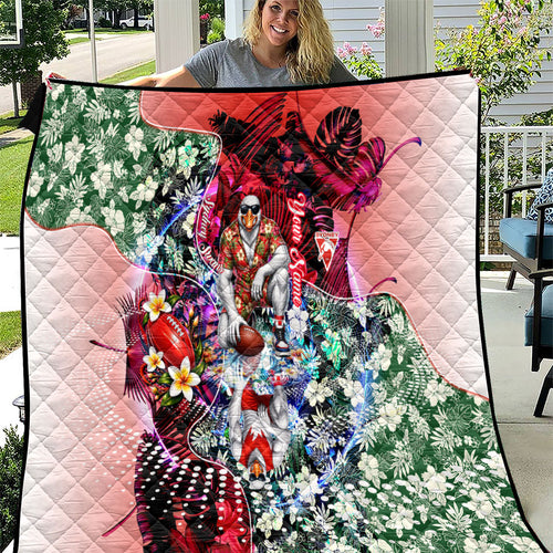 Personalized Sydney Swans Football Quilt Tropical Hibiscus Flowers - Pacific Fusion Style