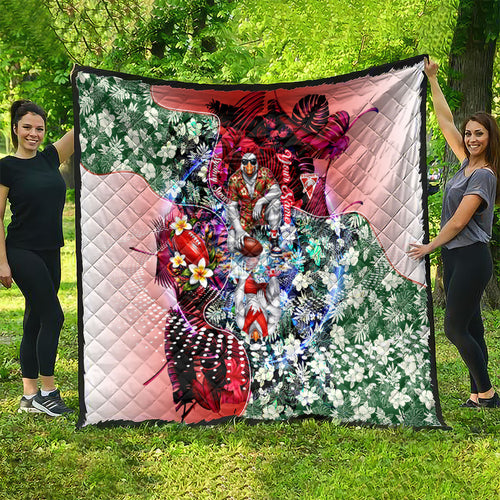Personalized Sydney Swans Football Quilt Tropical Hibiscus Flowers - Pacific Fusion Style