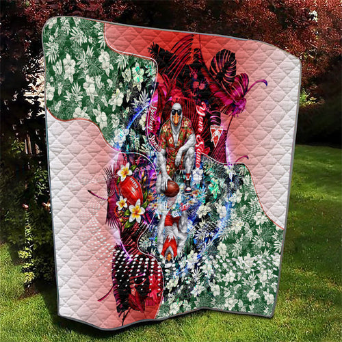 Personalized Sydney Swans Football Quilt Tropical Hibiscus Flowers - Pacific Fusion Style