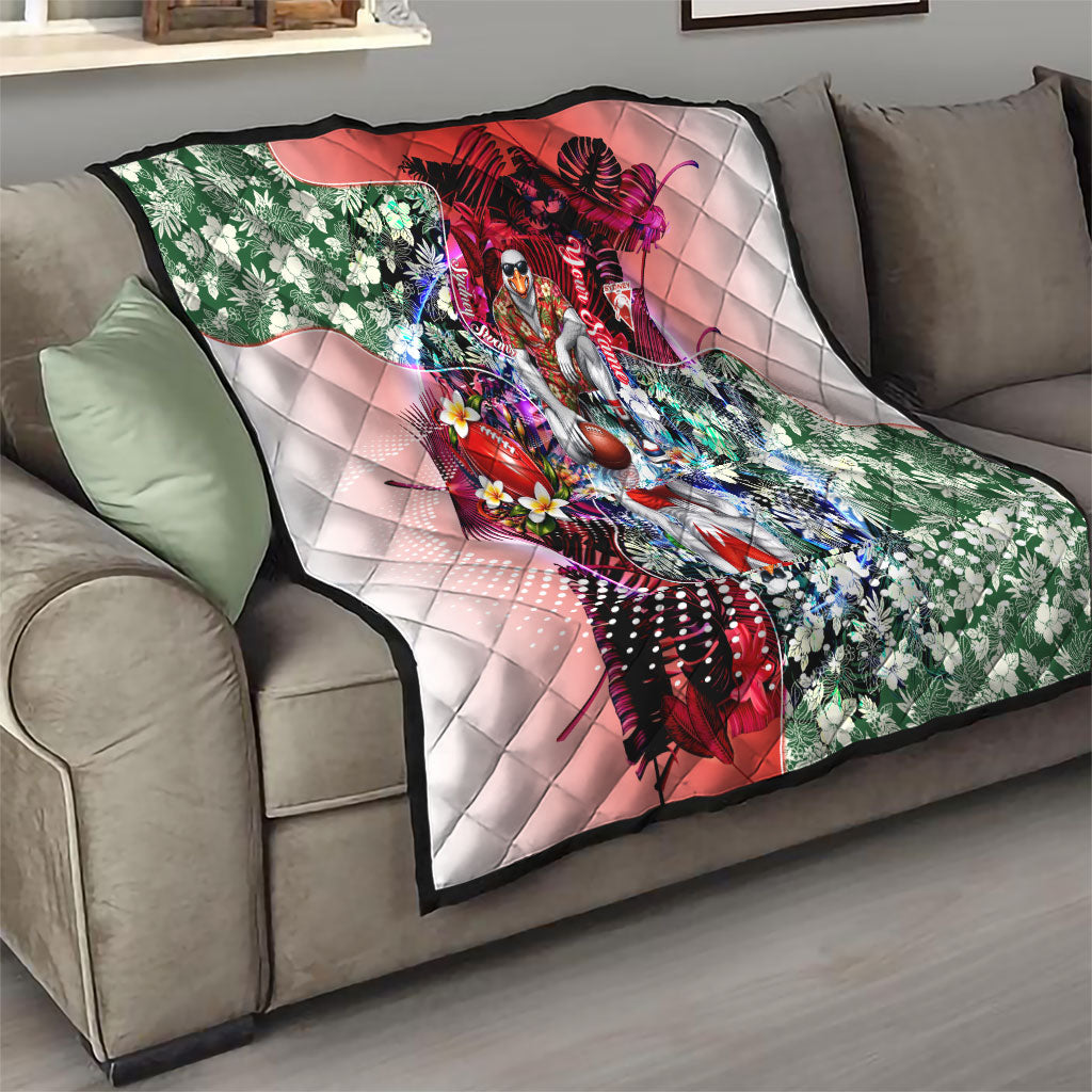 Personalized Sydney Swans Football Quilt Tropical Hibiscus Flowers - Pacific Fusion Style