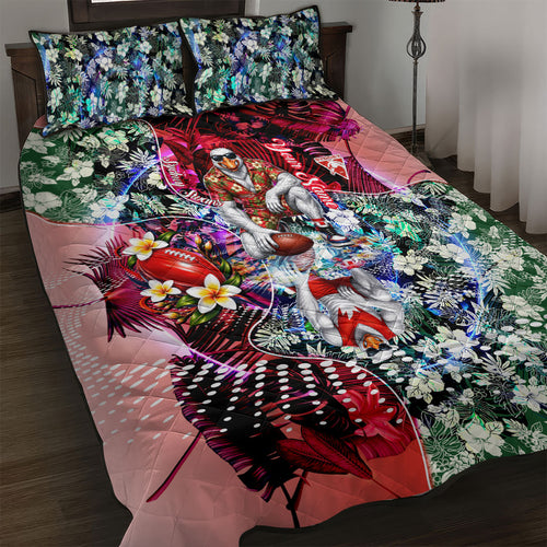 Personalized Sydney Swans Football Quilt Bed Set Tropical Hibiscus Flowers - Pacific Fusion Style