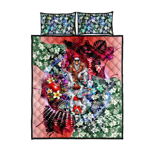 Personalized Sydney Swans Football Quilt Bed Set Tropical Hibiscus Flowers - Pacific Fusion Style