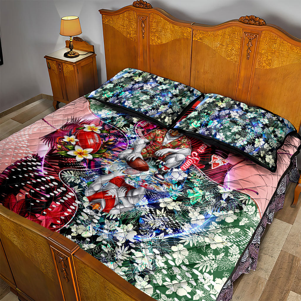 Personalized Sydney Swans Football Quilt Bed Set Tropical Hibiscus Flowers - Pacific Fusion Style