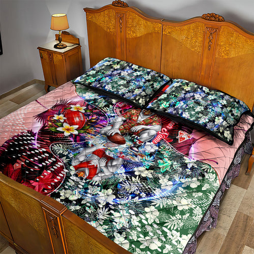 Personalized Sydney Swans Football Quilt Bed Set Tropical Hibiscus Flowers - Pacific Fusion Style