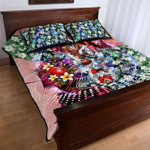 Personalized Sydney Swans Football Quilt Bed Set Tropical Hibiscus Flowers - Pacific Fusion Style
