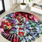 Personalized Sydney Swans Football Round Carpet Tropical Hibiscus Flowers - Pacific Fusion Style
