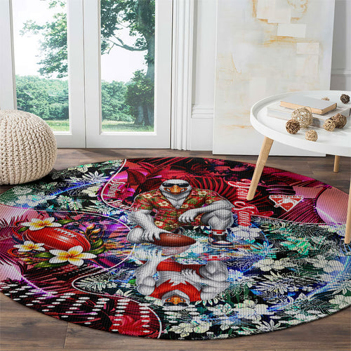 Personalized Sydney Swans Football Round Carpet Tropical Hibiscus Flowers - Pacific Fusion Style