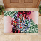 Personalized Sydney Swans Football Rubber Doormat Tropical Hibiscus Flowers - Pacific Fusion Style