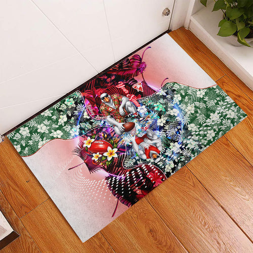 Personalized Sydney Swans Football Rubber Doormat Tropical Hibiscus Flowers - Pacific Fusion Style