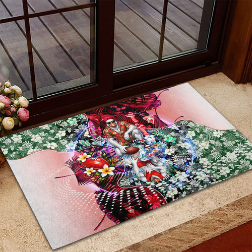 Personalized Sydney Swans Football Rubber Doormat Tropical Hibiscus Flowers - Pacific Fusion Style