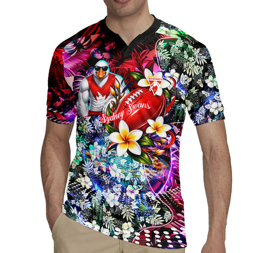Personalized Sydney Swans Football Rugby Jersey Tropical Hibiscus Flowers - Pacific Fusion Style
