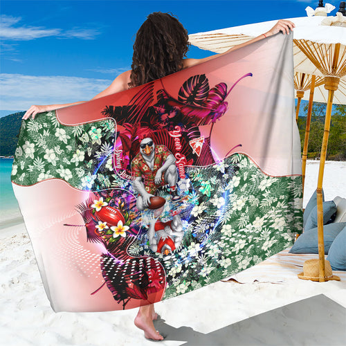 Personalized Sydney Swans Football Sarong Tropical Hibiscus Flowers - Pacific Fusion Style
