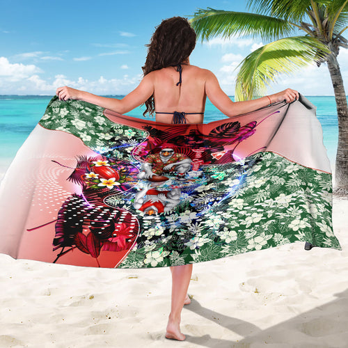 Personalized Sydney Swans Football Sarong Tropical Hibiscus Flowers - Pacific Fusion Style
