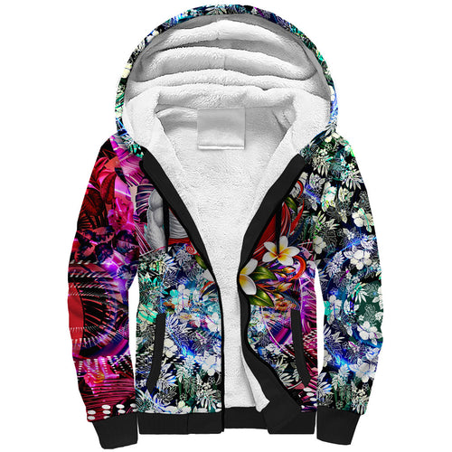 Personalized Sydney Swans Football Sherpa Hoodie Tropical Hibiscus Flowers - Pacific Fusion Style
