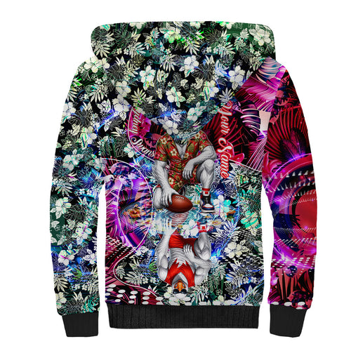 Personalized Sydney Swans Football Sherpa Hoodie Tropical Hibiscus Flowers - Pacific Fusion Style