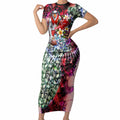 Personalized Sydney Swans Football Short Sleeve Bodycon Dress Tropical Hibiscus Flowers - Pacific Fusion Style