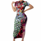 Personalized Sydney Swans Football Short Sleeve Bodycon Dress Tropical Hibiscus Flowers - Pacific Fusion Style