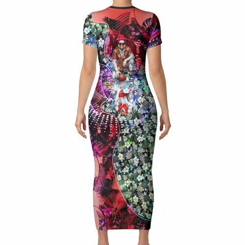 Personalized Sydney Swans Football Short Sleeve Bodycon Dress Tropical Hibiscus Flowers - Pacific Fusion Style