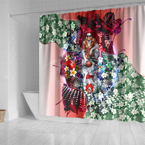 Personalized Sydney Swans Football Shower Curtain Tropical Hibiscus Flowers - Pacific Fusion Style