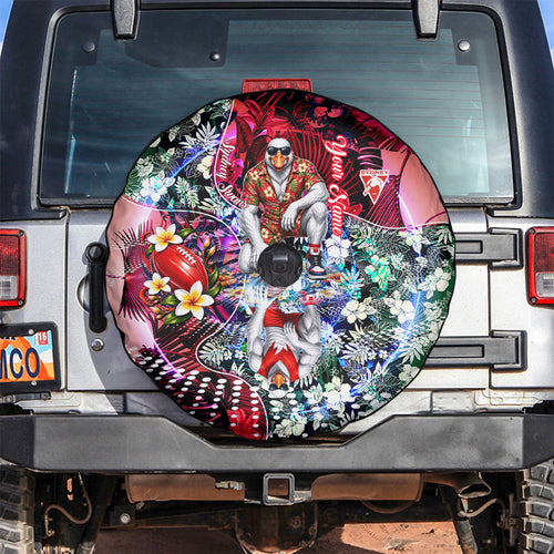 Personalized Sydney Swans Football Spare Tire Cover Tropical Hibiscus Flowers - Pacific Fusion Style