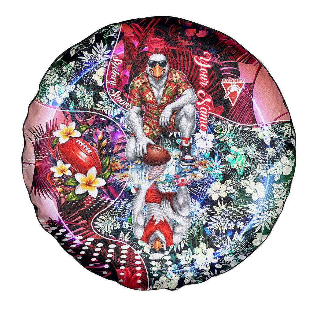 Personalized Sydney Swans Football Spare Tire Cover Tropical Hibiscus Flowers - Pacific Fusion Style